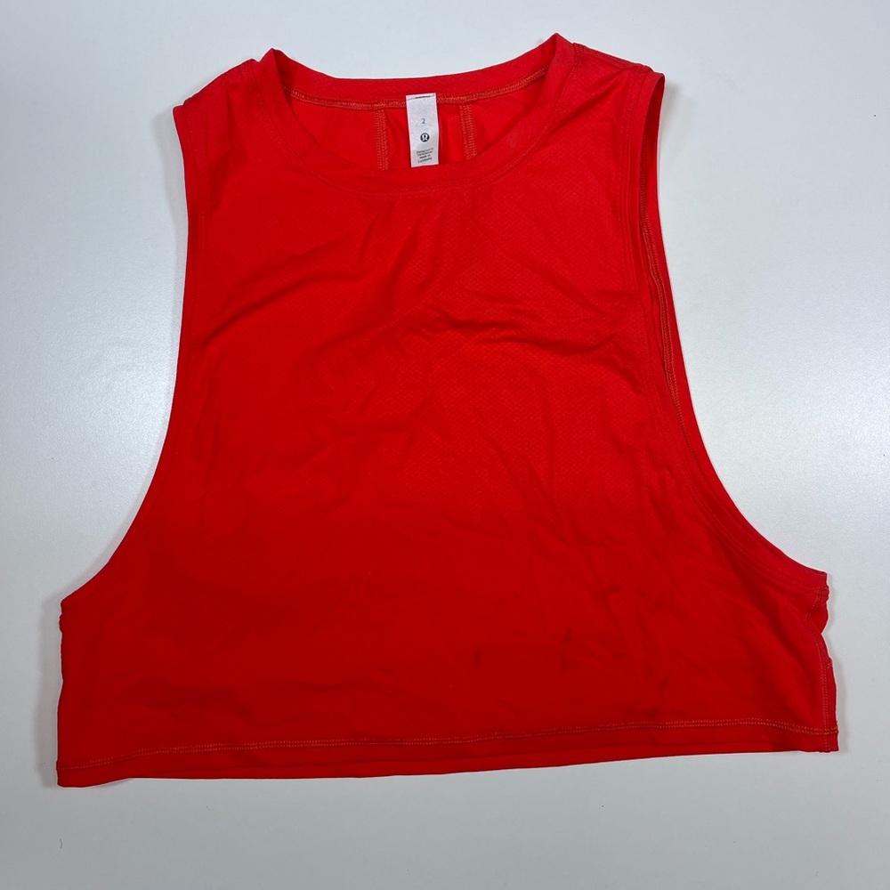 Lululemon Tank Top Crop Top Coral Red Women’s Size 2 - Picture 1 of 7